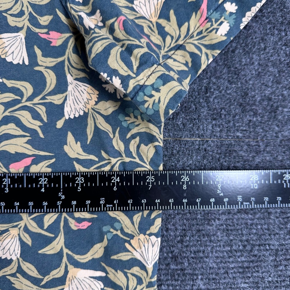American Eagle Flex Mens XXL Short Sleeve Button Up Shirt Floral Teal Pink Green - Picture 12 of 14